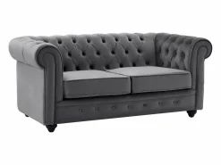 Vente-unique Sofá de 2 plazas de terciopelo antracita CHESTERFIELD Gris antracita Hot
