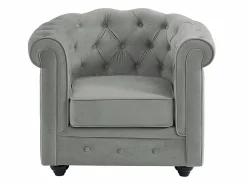 Vente-unique Conjunto Sofá Y Sillón|Sofá de 3+2+1 plazas de terciopelo CHESTERFIELD