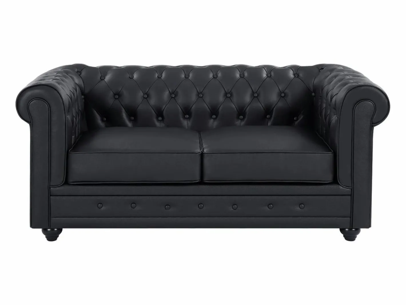Vente-unique Sofá de 2 plazas en cuero de búfalo CHESTERFIELD Negro Clearance