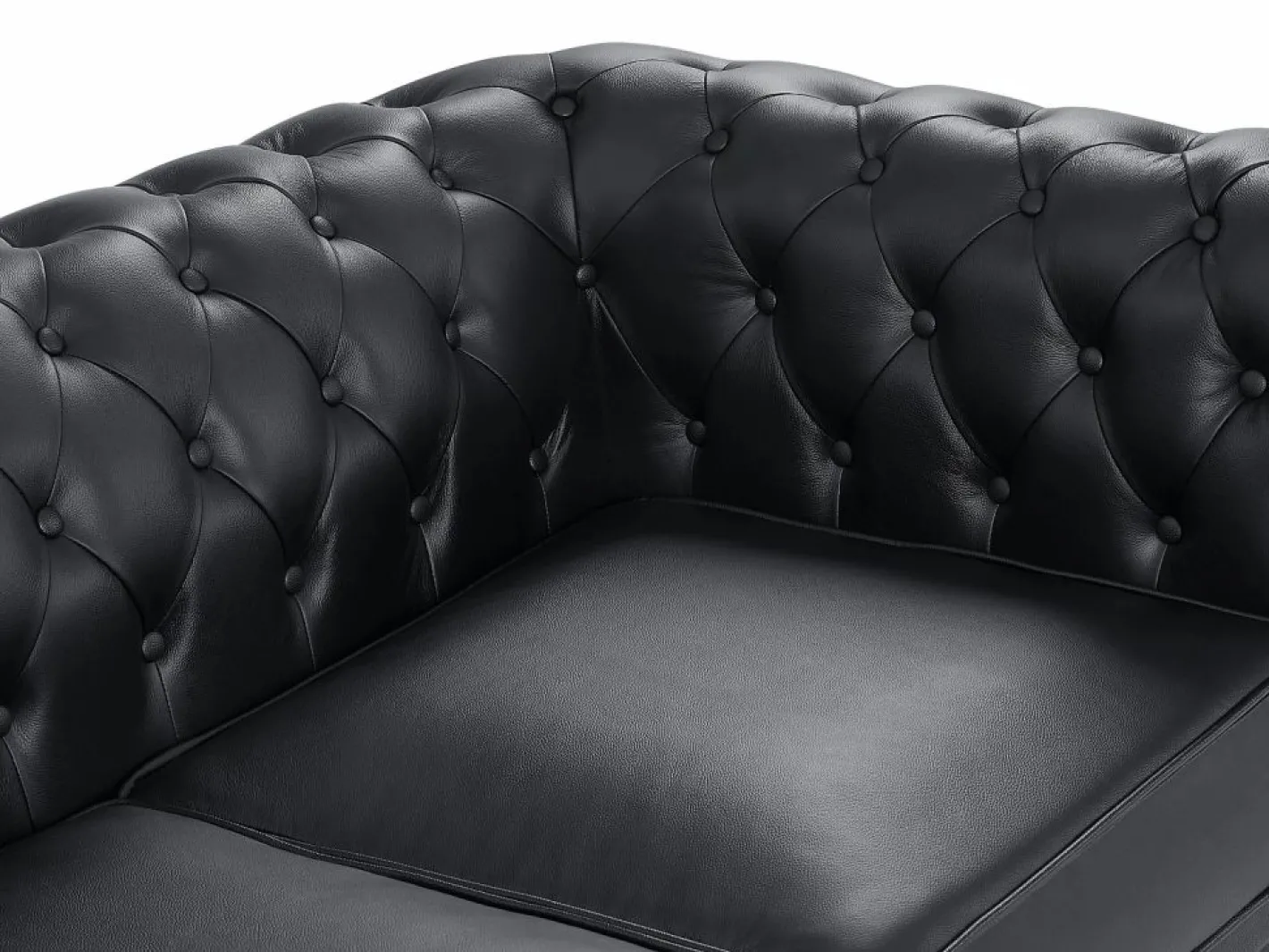 Vente-unique Sofá de 2 plazas en cuero de búfalo CHESTERFIELD Negro Clearance