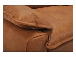 Miliboo Sofá Vintage|Sofá De Piel|Sofá de 3 plazas en piel con aspecto envejecido marrón coñac y metal negro DORY