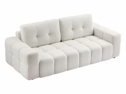 Vente-unique Sofá de 3 plazas en tela bouclé estilo diseño SOPELANA Blanco Best