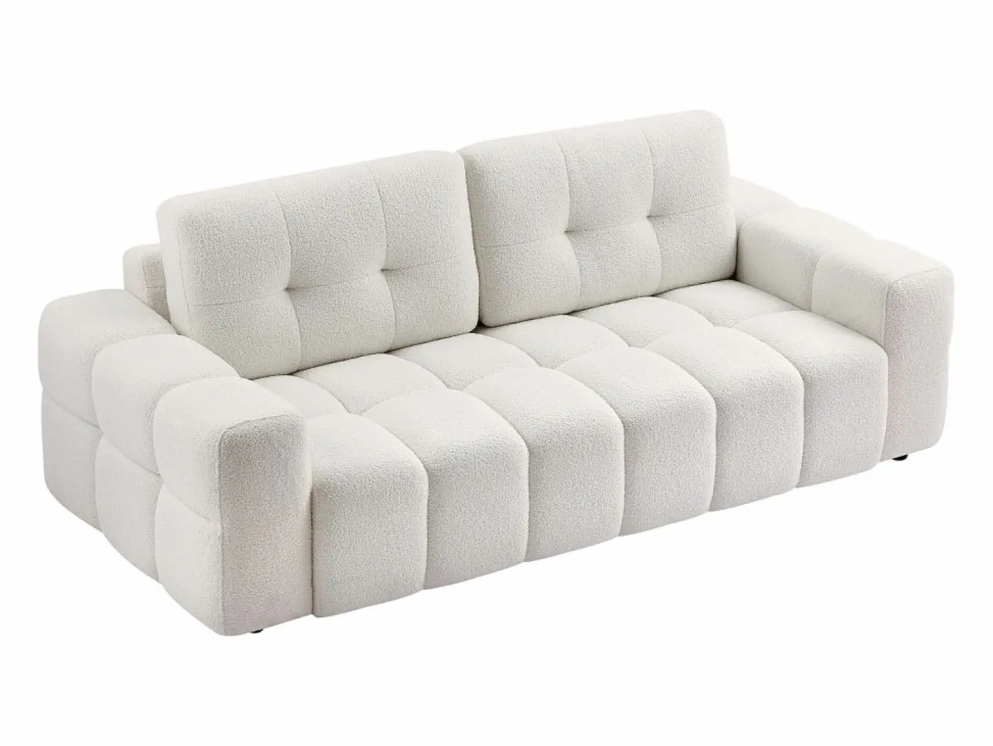 Vente-unique Sofá de 3 plazas en tela bouclé estilo diseño SOPELANA Blanco Best