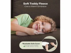 Sofá de 3 plazas en terciopelo de Teddy, gran comodidad de sofá derecho en madera maciza, envejecimiento con reposabrazos, 210 x 79 x 89 cm - marrón^DripeX Clearance