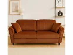 Concept-Usine Sofá de 4 plazas en terciopelo acanalado LUCERNE - Cómodo y elegante Terracota Discount