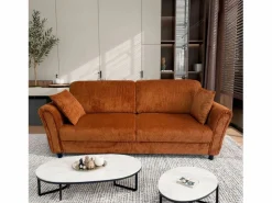 Concept-Usine Sofá de 4 plazas en terciopelo acanalado LUCERNE - Cómodo y elegante Terracota Discount