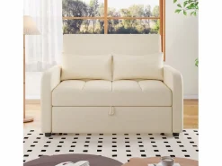 Sofá Relax|Sofá de 2 plazas extraíble - Sofá relax con respaldo regulable y 2 cojines - Lino
