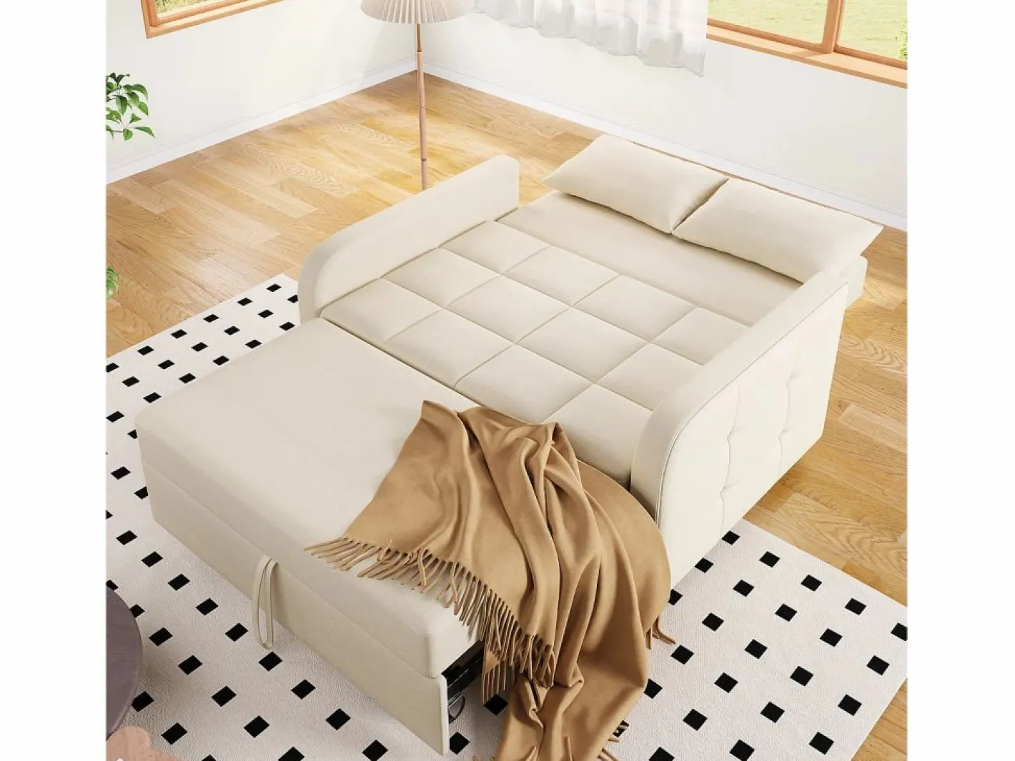 Sofá Relax|Sofá de 2 plazas extraíble - Sofá relax con respaldo regulable y 2 cojines - Lino
