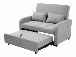 Sofá de 2 plazas extraíble - Sofá relax con respaldo regulable y 2 cojines - Lino^