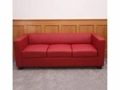 MCW Sofá de 3 plazas Lille, Cuero sintético, Rojo Discount