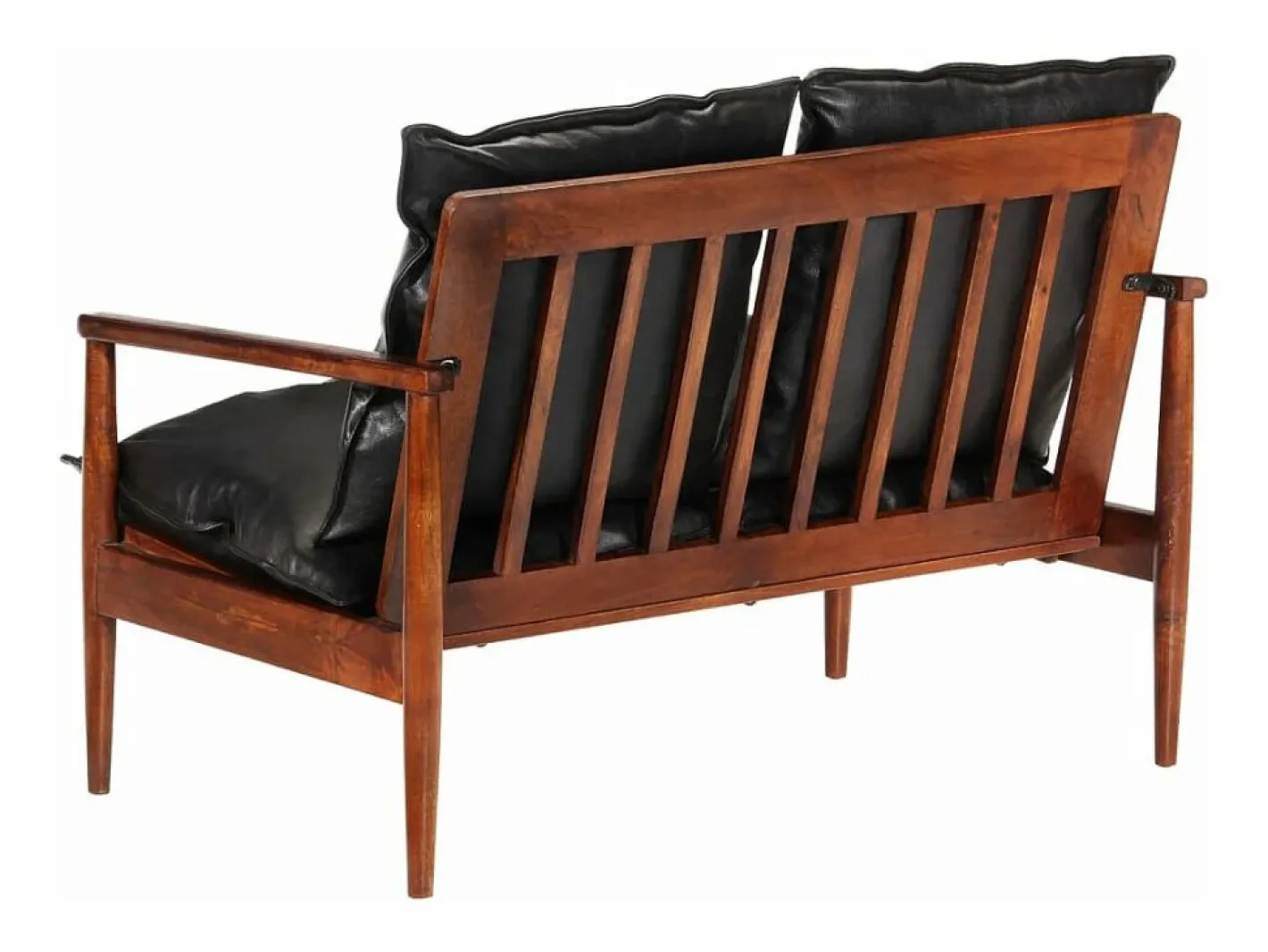 Clicnbuy Sofá De Piel|Sofá de 2 plazas madera maciza acacia y cuero auténtico