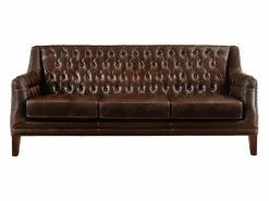 LINEA SOFA Sofá de 3 plazas piel envejecida COLBERT - Color marrón Marru00f3n chocolate