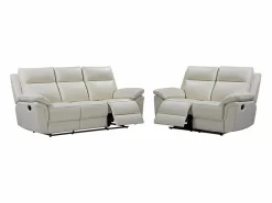 Vente-unique Sofá de 3+2 plazas relax de piel de búfalo PAKITA Marfil Online