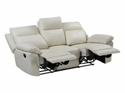 Vente-unique Sofá de 3+2 plazas relax de piel de búfalo PAKITA Marfil Online