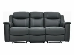 Vente-unique Sofá Relax|Sofá de 3 plazas relax de piel en color gris EVASION