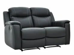 Sofá de 2 plazas relax de piel en color gris EVASION^Vente-unique Discount