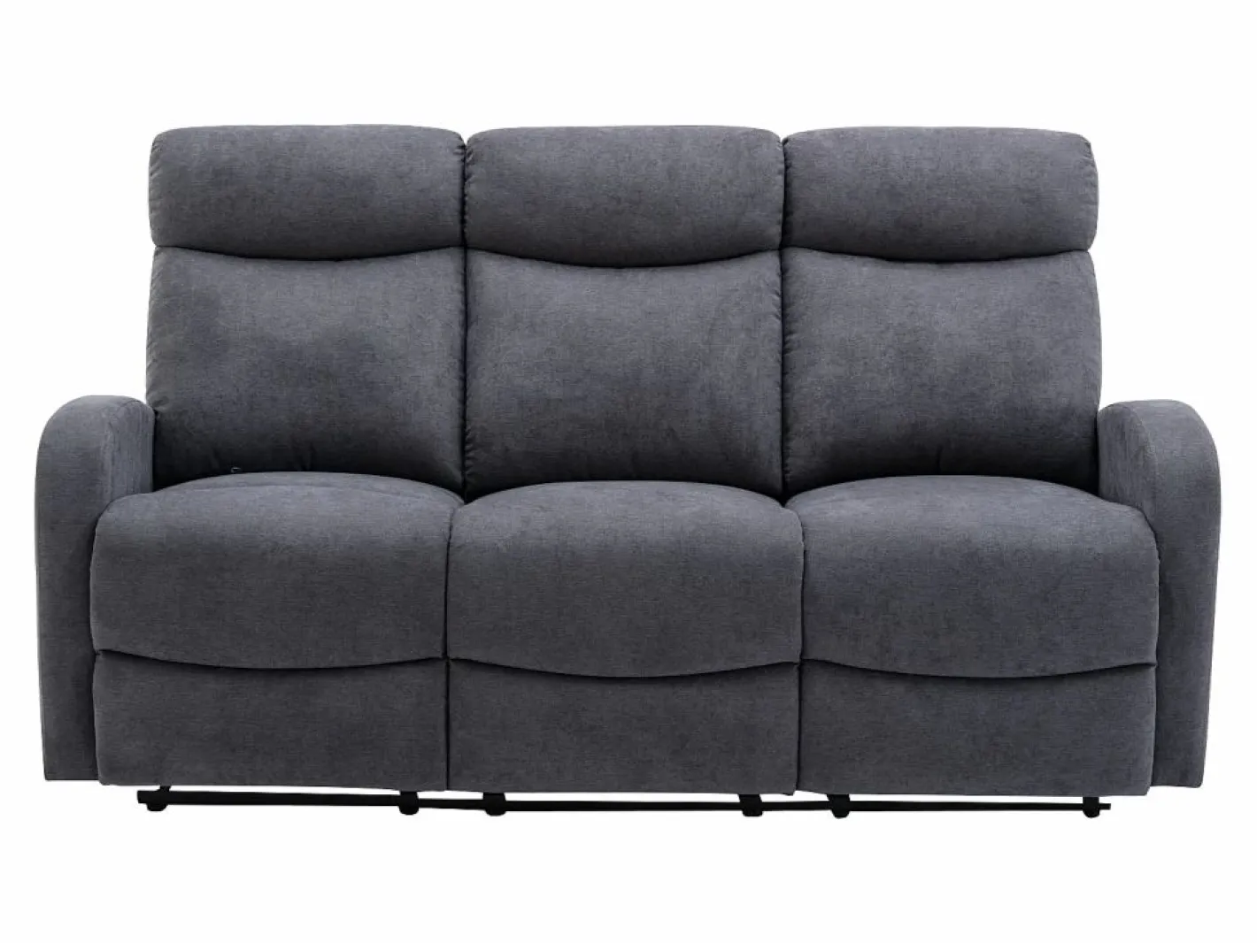 Vente-unique Sofá de 3+2 plazas relax de tela estilo contemporáneo EVELYN Gris Clearance