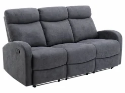 Vente-unique Sofá de 3+2 plazas relax de tela estilo contemporáneo EVELYN Gris Clearance