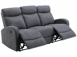 Vente-unique Sofá de 3+2 plazas relax de tela estilo contemporáneo EVELYN Gris Clearance