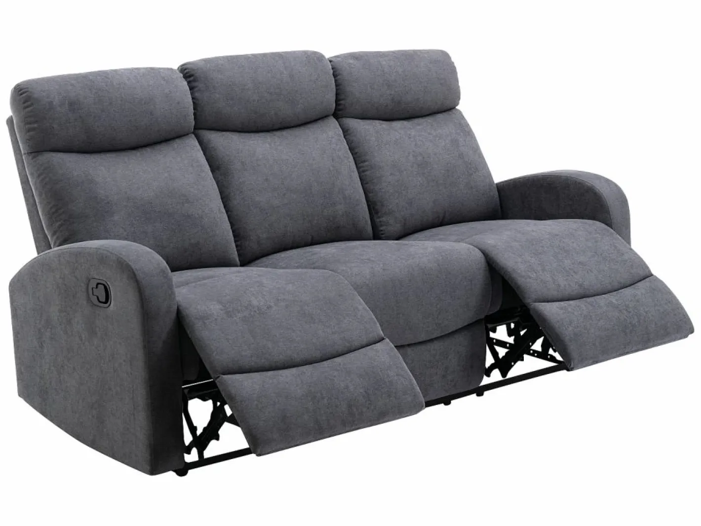 Vente-unique Sofá de 3+2 plazas relax de tela estilo contemporáneo EVELYN Gris Clearance