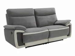 Sofá de 3 plazas relax eléctrico de terciopelo con bandas color crudo METTI^Vente-unique Sale