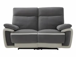 Vente-unique Sofá Relax|Sofá de 2 plazas relax eléctrico de terciopelo con bandas color crudo METTI