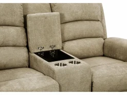 Vente-unique Sofá Relax|Sofá de 2 plazas relax eléctrico de tela con tableta NEVERS