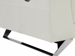 Vente-unique Sofá de 3 plazas relax eléctrico de piel de becerro con reposacabezas BREYT II Blanco New