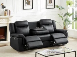 Sofá de 3 plazas relax eléctrico de piel con tableta bar KENNETH^Vente-unique Hot