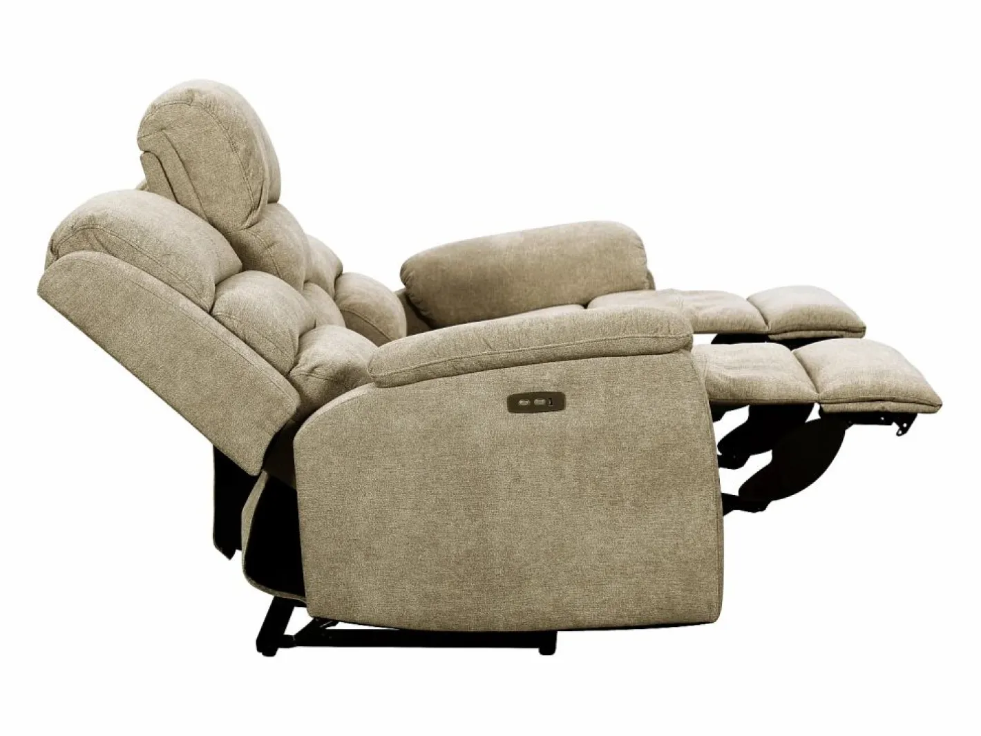 Vente-unique Sofá Relax|Sofá de 3 plazas relax eléctrico de tela con tableta NEVERS
