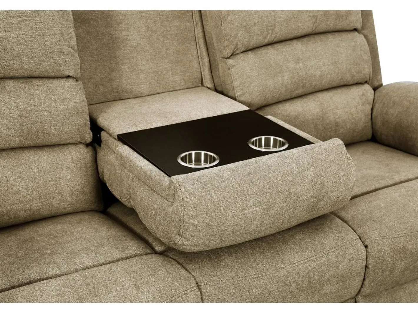 Vente-unique Sofá Relax|Sofá de 3 plazas relax eléctrico de tela con tableta NEVERS