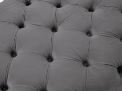 Vente-unique Sofá de 3 plazas, sillón y puf chéster de terciopelo antracita EDWINA Gris antracita New