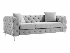 Sofá de 3 plazas, sillón y puf chéster de terciopelo EDWINA^Vente-unique Online