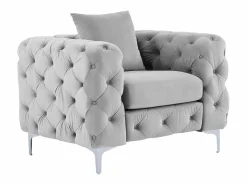 Sofá de 3 plazas, sillón y puf chéster de terciopelo EDWINA^Vente-unique Online