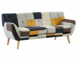Vente-unique Sofá de 3 plazas, sofá de 2 plazas y sillón en tejido patchwork SERTI II Multicolor Sale