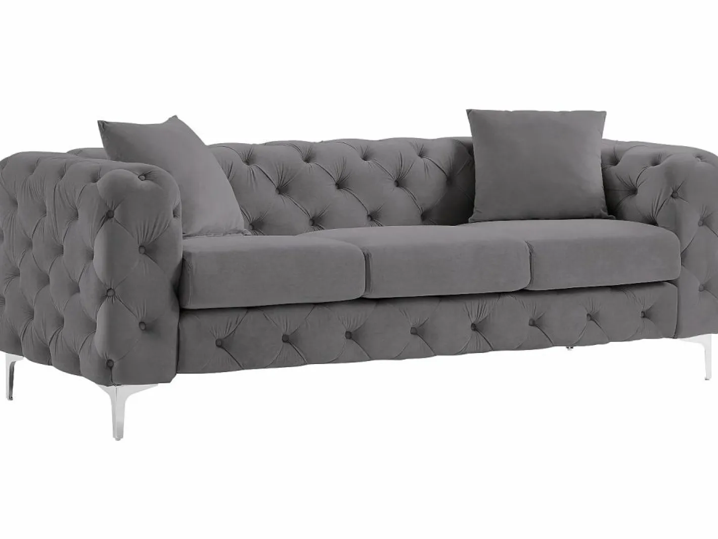 Vente-unique Sofá de 3 plazas y sillón de terciopelo antracita y patas de metal EDWINA Gris antracita Best