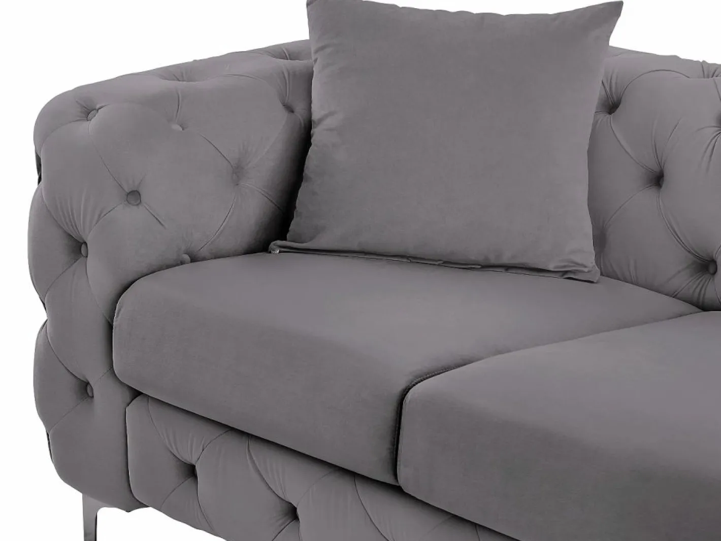 Vente-unique Sofá de 3 plazas y sillón de terciopelo antracita y patas de metal EDWINA Gris antracita Best