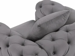 Vente-unique Sofá de 3 plazas y sillón de terciopelo antracita y patas de metal EDWINA Gris antracita Best