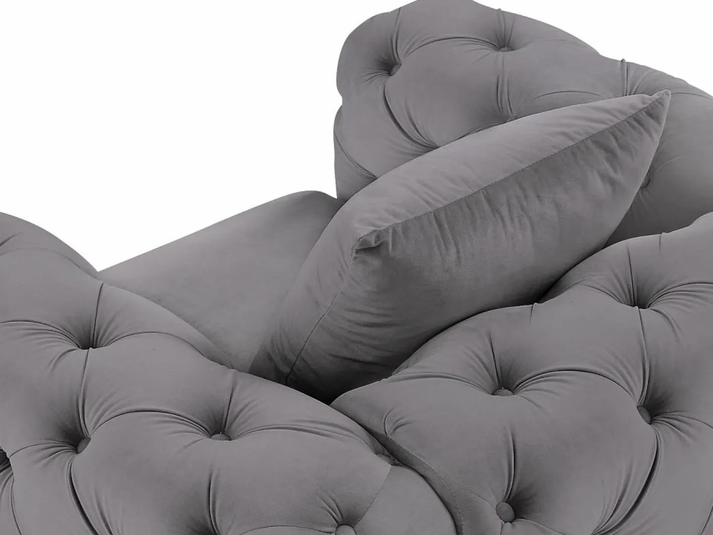 Vente-unique Sofá de 3 plazas y sillón de terciopelo antracita y patas de metal EDWINA Gris antracita Best