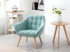 Sofá de 2 plazas y sillón de tela verde agua acolchado. Estilo escandinavo. CASERTA^Vente-unique Hot