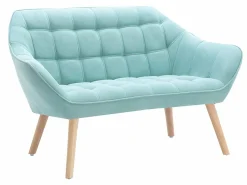 Sofá de 2 plazas y sillón de tela verde agua acolchado. Estilo escandinavo. CASERTA^Vente-unique Hot