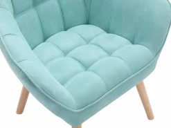 Sofá de 2 plazas y sillón de tela verde agua acolchado. Estilo escandinavo. CASERTA^Vente-unique Hot