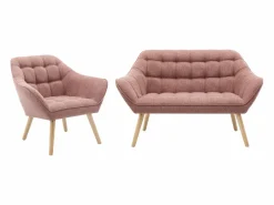 Vente-unique Conjunto Sofá Y Sillón|Sofá de 2 plazas y sillón de tela jaspeada estilo escandinavo CASERTA