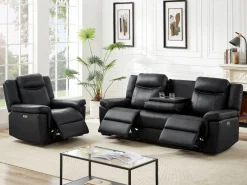 Sofá de 3 plazas y sillón relax eléctrico de piel KENNETH^Vente-unique