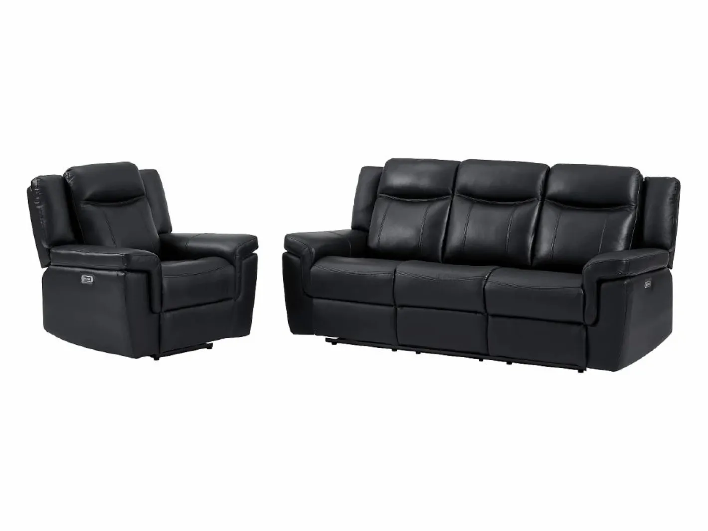 Sofá de 3 plazas y sillón relax eléctrico de piel KENNETH^Vente-unique