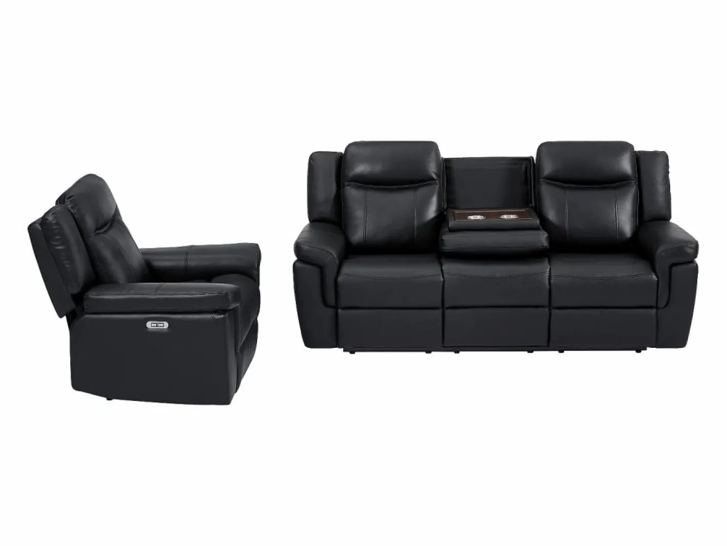 Sofá de 3 plazas y sillón relax eléctrico de piel KENNETH^Vente-unique
