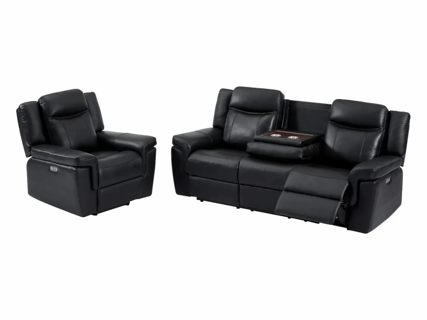 Sofá de 3 plazas y sillón relax eléctrico de piel KENNETH^Vente-unique