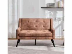 Hauss Spole Conjunto Sofá Y Sillón|Sofá de 2 plazas y sillones en tejido ante color café - Conjunto de 2 con patas de madera
