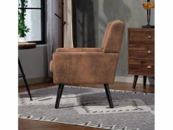 Hauss Spole Conjunto Sofá Y Sillón|Sofá de 2 plazas y sillones en tejido ante color café - Conjunto de 2 con patas de madera