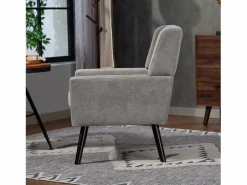 Sofá de 2 plazas y sillones en tejido de lino - Juego de 2 con patas de madera^Hauss Spole Best